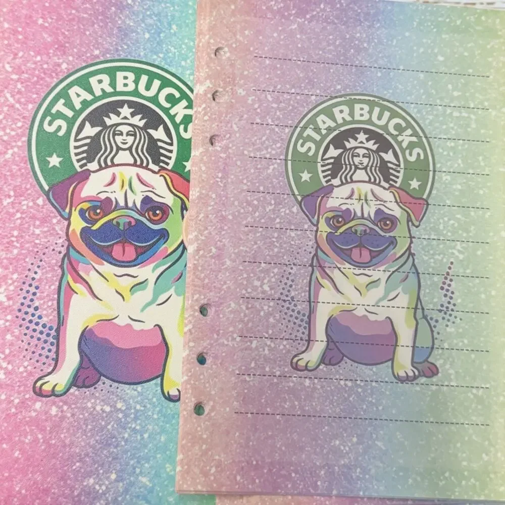 Starbucks Pug Dog A5 Binder with printed paper